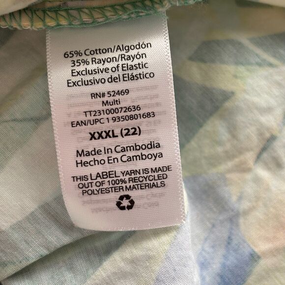 Tropical Maxi Dress One Shoulder Pockets Tiered Smocked Green Blue XXXL 22 C163 - Picture 8 of 10